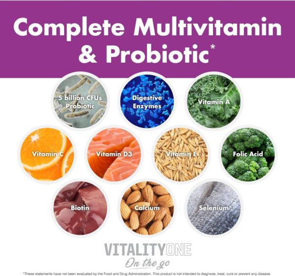 NutraOne VitalityOne On The Go Complete Multivitamin, Probiotic and Enzyme Blend Orange Cream – 30 Servings