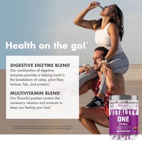 NutraOne VitalityOne On The Go Complete Multivitamin, Probiotic and Enzyme Blend Orange Cream – 30 Servings