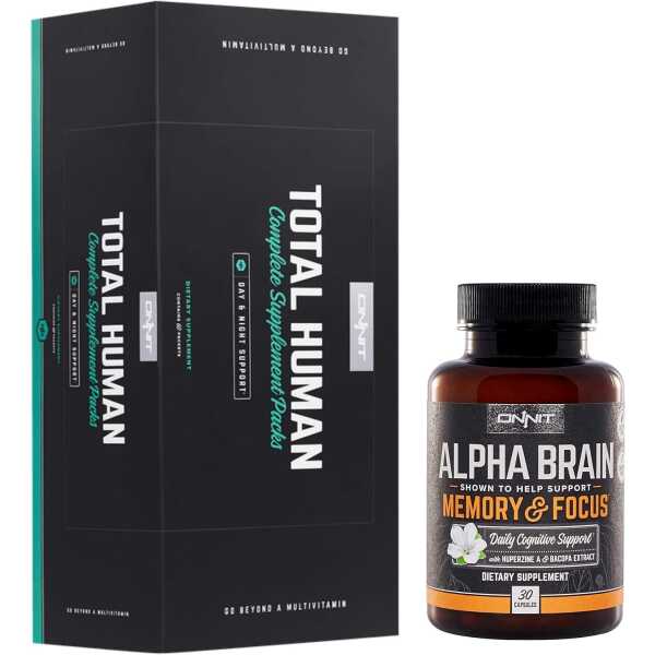 ONNIT Total Human Optimization Stack – Alpha Brain (30ct) + Total Human (60ct)