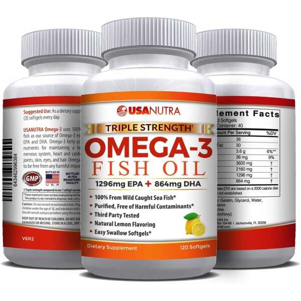 Omega 3 Fish Oil Triple Strength 3600mg Icelandic Fish Oil 120 Capsules. Made in The USA