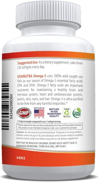 Omega 3 Fish Oil Triple Strength 3600mg Icelandic Fish Oil 120 Capsules. Made in The USA