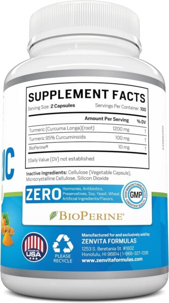 Turmeric Curcumin 200 Capsules w/Bioperine & 95% Curcuminoids, 1300 mg, Non-GMO & Gluten Free, 100% Natural Premium Extract, Support Joint & Immune System