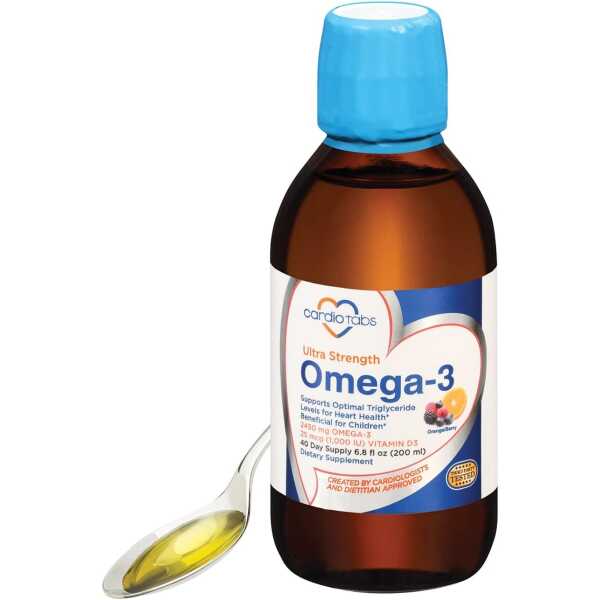 Ultra Strength Liquid Omega-3 + Vitamin D3, Fish Oil Supplements 4,500mg Omega-3 Marine Oil from Fish Oil and Calamarine, 2,130mg DHA and EPA, 1,000 IU of Vitamin D3-6.8 fl oz