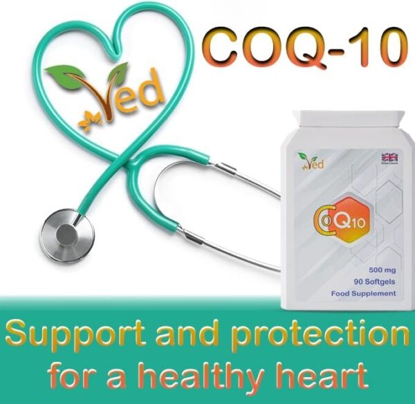 VED Co Enzyme Q10 | Support Healthy Heart and Muscles | Promote Cellular Energy | Naturally Fermented Ubiquinone| 500mg 90 Softgels