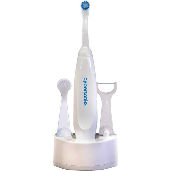 Cybersonic Classic Electric Toothbrush, Rechargable Power Toothbrush with Complete Dental Care Kit Including Tongue Scraper and Floss Heads