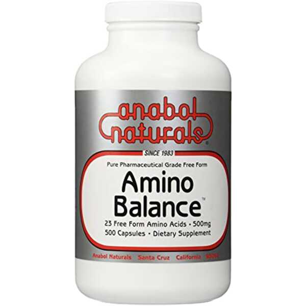 Amino Balance 500 caps, Energy Amino Supplement, Complete 23 Free Form Amino Blend Formula with BCAA’s, 9 Essential Amino Acids EAA’s for Sports Nutrition, Post Workout Muscle Recovery