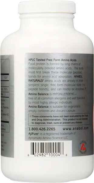 Amino Balance 500 caps, Energy Amino Supplement, Complete 23 Free Form Amino Blend Formula with BCAA’s, 9 Essential Amino Acids EAA’s for Sports Nutrition, Post Workout Muscle Recovery