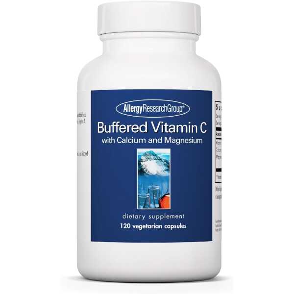 Allergy Research Group, Buffered Vitamin C – Antioxidant Supplements, Calcium and Magnesium Tablets, Daily Vitamins and Minerals, Vitamin C Capsules – 120 Capsules 1-Pack