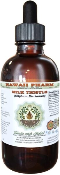 Hawaii Pharm Milk Thistle Alcohol-Free Liquid Extract, Organic Milk Thistle (Silybum marianum) Dried Seed Glycerite Natural Herbal Supplement, USA 2×2 oz