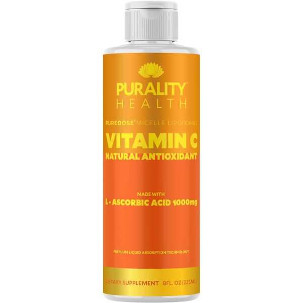 Vitamin C Liquid Supplement 1000mg per Serving, Micelle Liposomal Enhanced Absorption, Non-GMO, Gluten Free, Vegan, 15 Day Supply