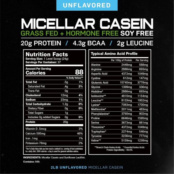 Muscle Feast Micellar Casein Protein, All Natural Pasture Raised Hormone Free Soy Free, Chocolate, 2lb