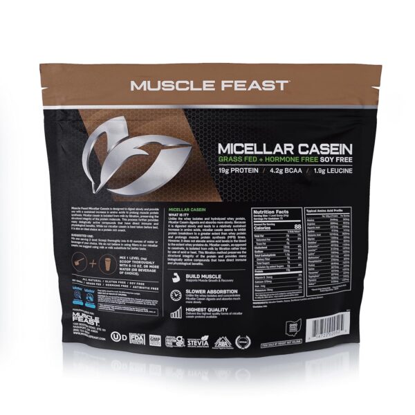 Muscle Feast Micellar Casein Protein, All Natural Pasture Raised Hormone Free Soy Free, Chocolate, 2lb