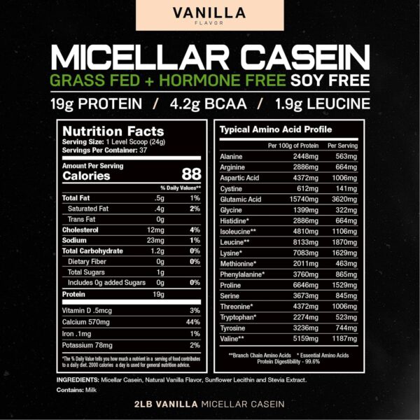 Muscle Feast Micellar Casein Protein, All Natural Pasture Raised Hormone Free Soy Free, Chocolate, 2lb