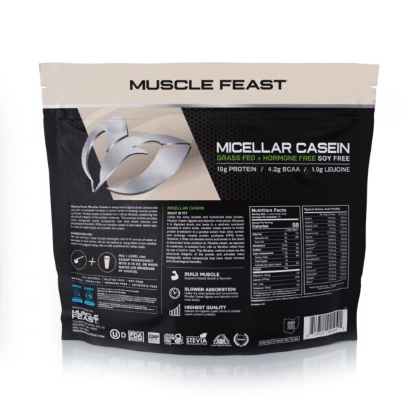 Muscle Feast Micellar Casein Protein, All Natural Pasture Raised Hormone Free Soy Free, Chocolate, 2lb