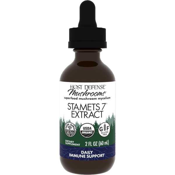 Host Defense Stamets 7 Extract – 7 Species Blend – Mushroom Supplement for Immune Support with Royal Sun Blazei, Cordyceps, Reishi, Maitake, Lion’s Mane, Chaga & Mesima – 2 fl oz (60 Servings)*