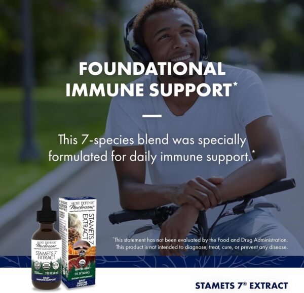 Host Defense Stamets 7 Extract – 7 Species Blend – Mushroom Supplement for Immune Support with Royal Sun Blazei, Cordyceps, Reishi, Maitake, Lion’s Mane, Chaga & Mesima – 2 fl oz (60 Servings)*