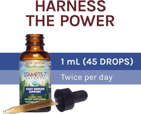 Host Defense Stamets 7 Extract – 7 Species Blend – Mushroom Supplement for Immune Support with Royal Sun Blazei, Cordyceps, Reishi, Maitake, Lion’s Mane, Chaga & Mesima – 2 fl oz (60 Servings)*