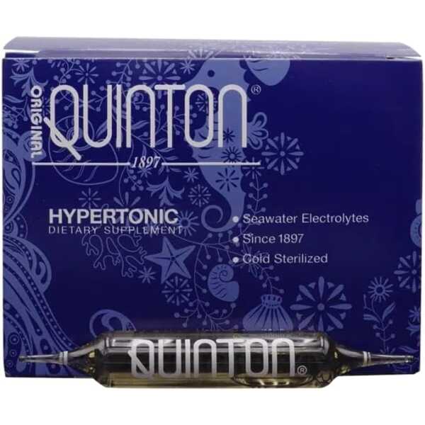 Quicksilver Scientific Original Quinton Hypertonic Solution – Sea Water Hydration – Liquid Minerals with Electrolytes for Muscle Recovery, Stamina+Mineral Replenishment (30 Single Serving Glass Vials)