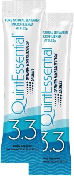 Quicksilver Scientific Original Quinton Hypertonic Solution – Sea Water Hydration – Liquid Minerals with Electrolytes for Muscle Recovery, Stamina+Mineral Replenishment (30 Single Serving Glass Vials)