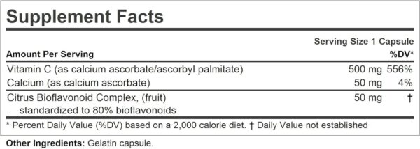 ANDREW LESSMAN Vitamin C 500 Complex 60 Capsules – Non-Acidic Vitamin C Plus Citrus Bioflavonoids for Immune System and Anti-Oxidant Support, No Stomach Upset, Small Easy to Swallow Capsules