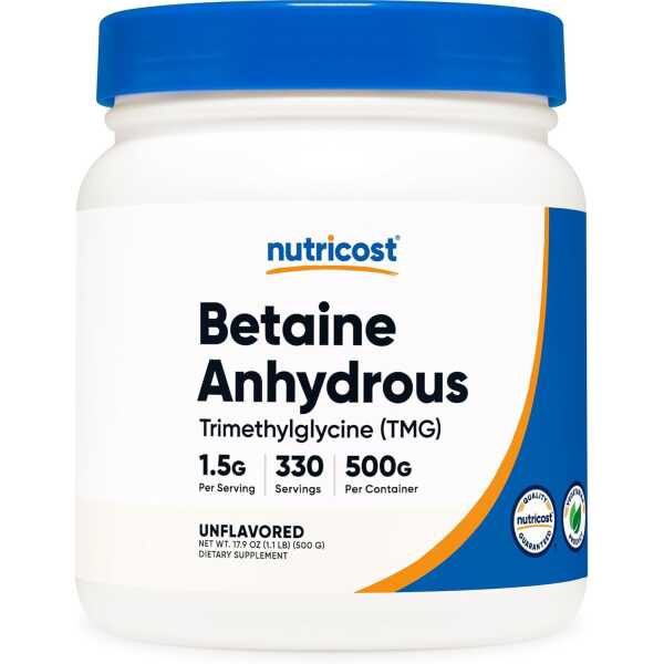 Nutricost Betaine Anhydrous Trimethylglycine (TMG) Powder 500 Grams