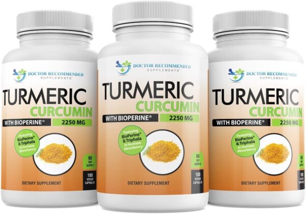 Turmeric Curcumin with Bioperine – 360 Veggie Capsules – 2250mg 95% Curcuminoids with Black Pepper Supplement and Triphala (Pack of 2)