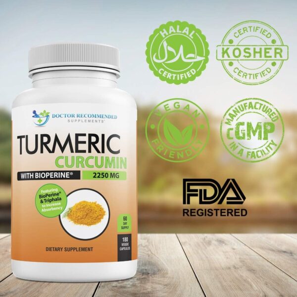 Turmeric Curcumin with Bioperine – 360 Veggie Capsules – 2250mg 95% Curcuminoids with Black Pepper Supplement and Triphala (Pack of 2)