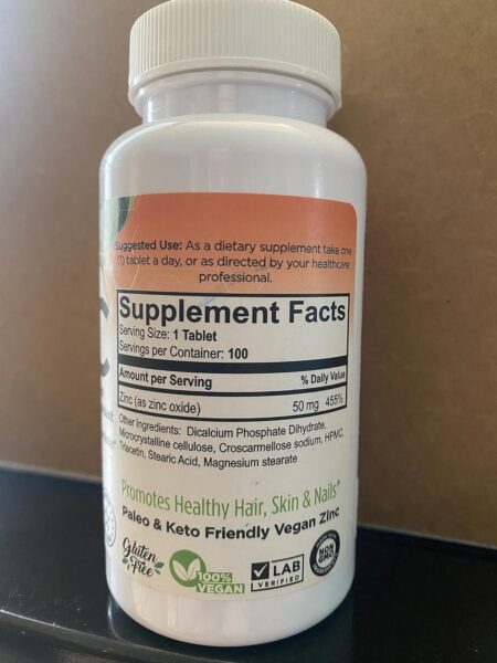 60 Zinc Supplements Specially Formulated for Sensitive Stomachs, Vitamins for Adults Daily Supplement Vegan 50mg, Non GMO, Easy to Swallow Zink Vitaminas