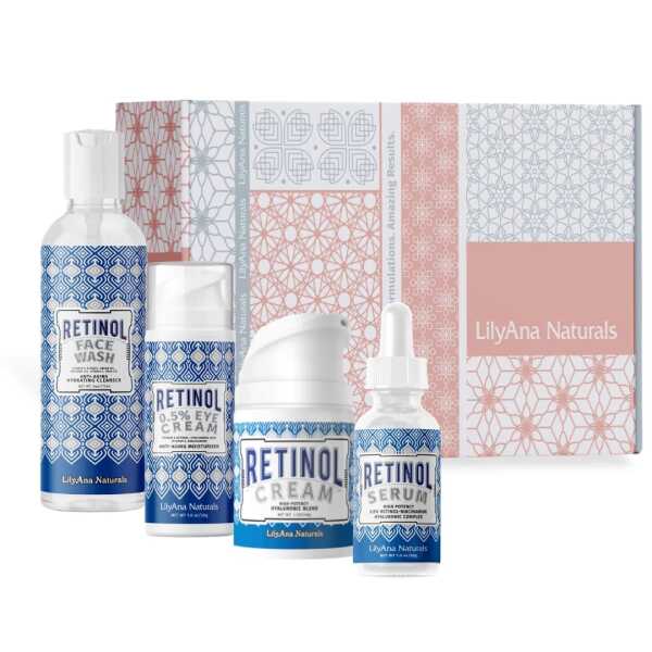 LilyAna Naturals Skin Care Set – Retinol Set with Face Wash, Eye Cream, Serum, and Retinol Cream – Skin Care Products