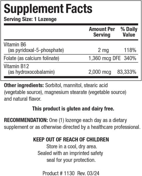 Biotics Research B12 Lozenges Vitamin B6 and B12 2 Lozenges with Folate 6 Lozenges