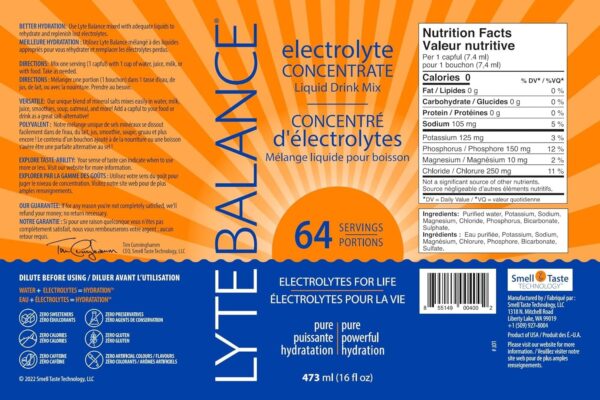 Electrolye Concentrate | Liquid Electrolytes Drink Mix w/Sodium, Potassium & Magnesium | Daily Hydration, Muscle Recovery, Immune Support, Rehydration | Keto, No Sugar (64 Servings)