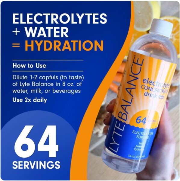 Electrolye Concentrate | Liquid Electrolytes Drink Mix w/Sodium, Potassium & Magnesium | Daily Hydration, Muscle Recovery, Immune Support, Rehydration | Keto, No Sugar (64 Servings)