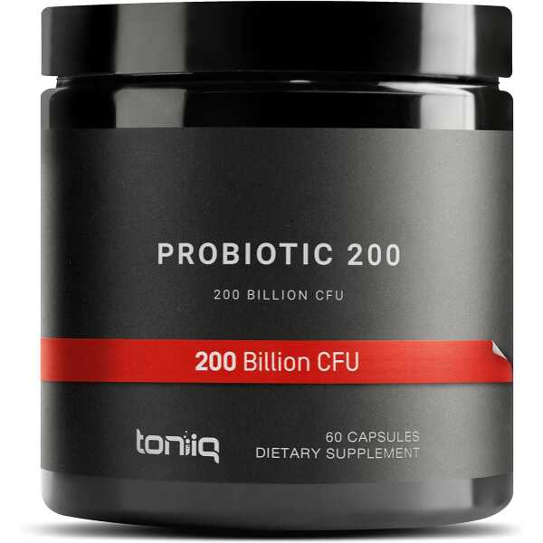 Toniiq 200 Billion CFU Probiotic Supplement 30 Verified Third-Party Tested Strains – Fully Shelf-Stable Probiotics Formula with Prebiotic Blend – Extended Release Capsules