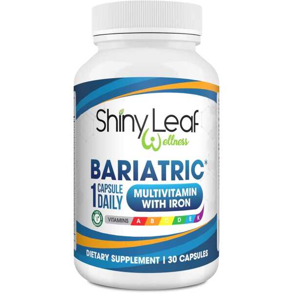 Shiny Leaf Daily Bariatric Multivitamin with 45 mg of Iron 30 Ct Capsule for Post Weight Loss Surgery (WLS), Sleeve, and Mini Gastric Bypass Patients (1 Month Supply)…