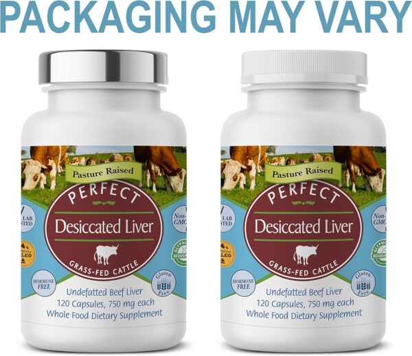 Perfect Supplements – Perfect Desiccated Liver – 120 Capsules – Undefatted Beef Liver – Natural Source of Protein, Iron, Vitamins A & B – 5 Pack