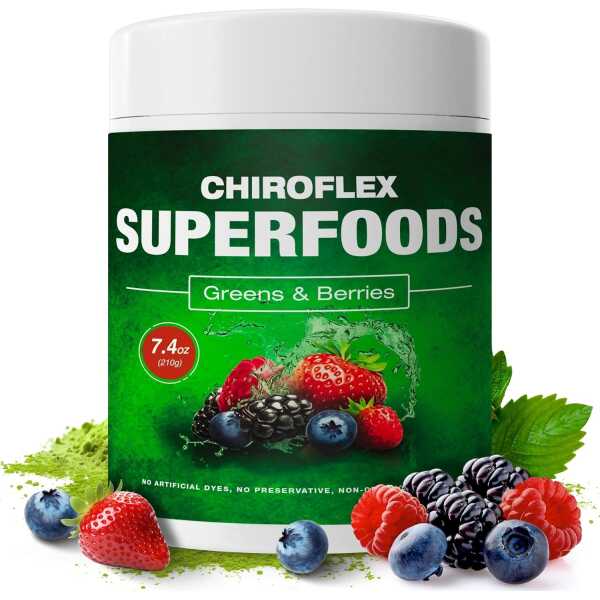 Total Tea Chiroflex Superfood Green Powder Organic Greens Fruit and Veggie Vegan Supplement, Daily Super Greens Powder,Amazing Greens Powder Smoothie, 30 Servings – 7.4 oz