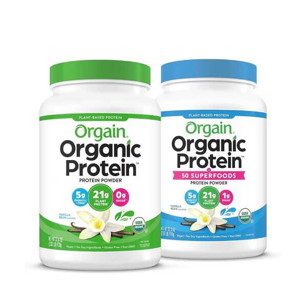 Orgain Organic Vegan & Organic Protein + Superfoods Powders, Vanilla Bean Flavors – Plant Based Protein, Gluten Free