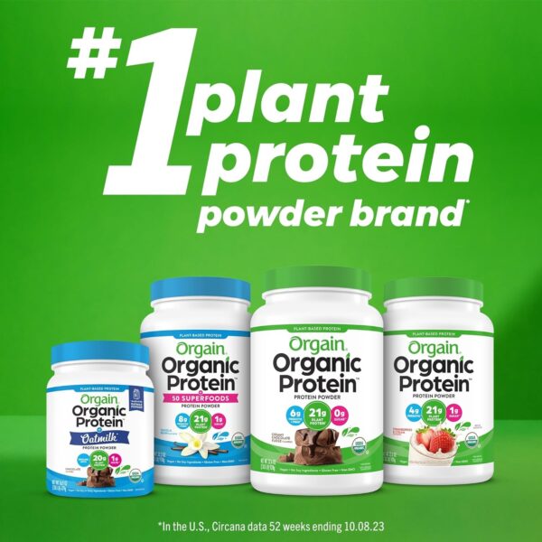 Orgain Organic Vegan & Organic Protein + Superfoods Powders, Vanilla Bean Flavors – Plant Based Protein, Gluten Free