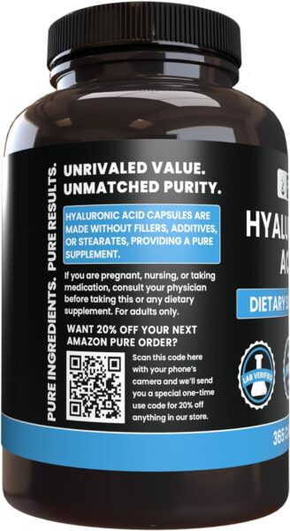 Pure Original Ingredients Hyaluronic Acid (365 Capsules) No Magnesium Or Rice Fillers, Always Pure, Lab Verified