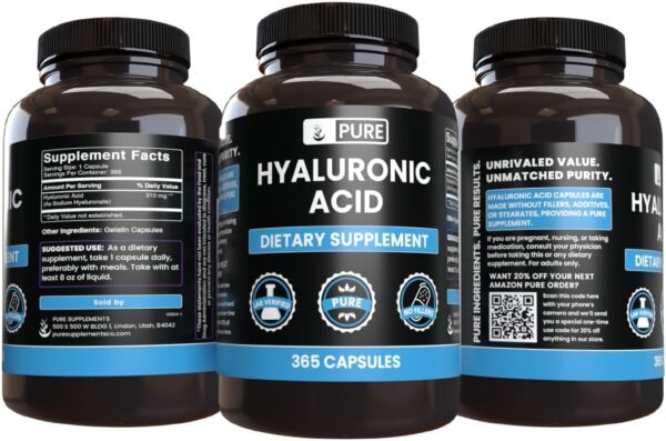 Pure Original Ingredients Hyaluronic Acid (365 Capsules) No Magnesium Or Rice Fillers, Always Pure, Lab Verified