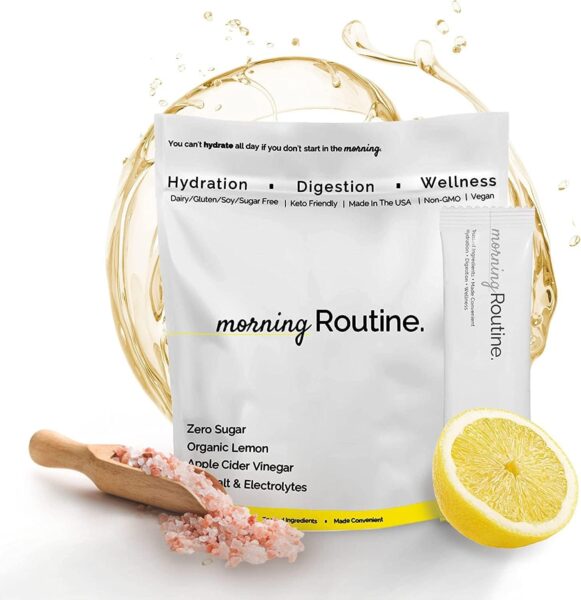 ROUTINE Morning Daily Hydration | Electrolyte Powder Packets with Apple Cider Vinegar, Lemon and Sea Salt | Hydrate Powder, Electrolyte Drink Mix | Keto & Paleo Electrolytes Hydration Powder – 5 ct