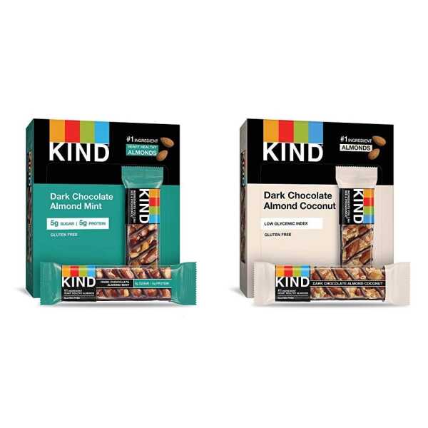 KIND Bars, Dark Chocolate Mint and Dark Chocolate Almond & Coconut, Healthy Snacks, Gluten Free