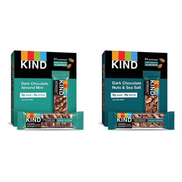 KIND Bars, Dark Chocolate Mint and Dark Chocolate Almond & Coconut, Healthy Snacks, Gluten Free