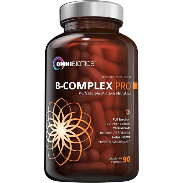 OmniBiotics Vitamin B Complex PRO | High-Potency B Complex Vitamins with Methyl B12, Methyl Folate, and All B-Vitamins (B1, B2, B3, B5, B6, B7, B8, B9, B12) | 90 Vegan Capsules