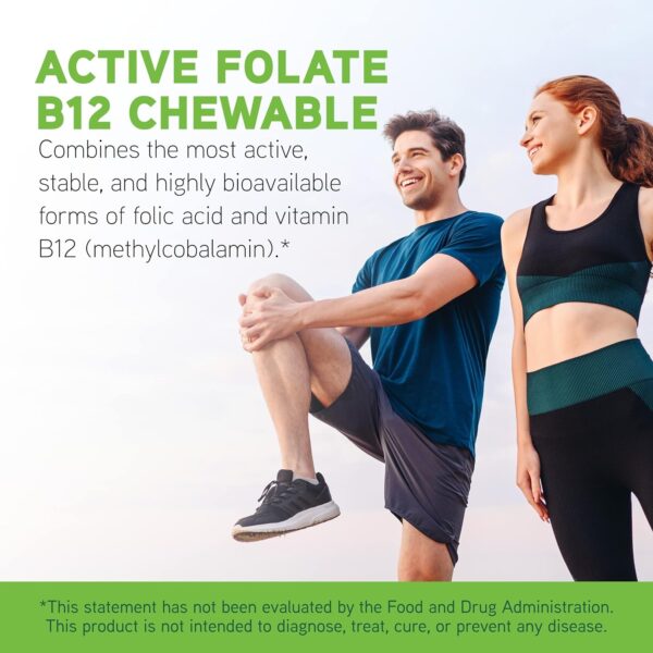 DAVINCI Labs Active Folate B12 Chewable – Dietary Supplement to Support Heart Health, Healthy Nerves, Immune Function and Energy Production* – with Folate and Vitamin B12-60 Chewable Tablets