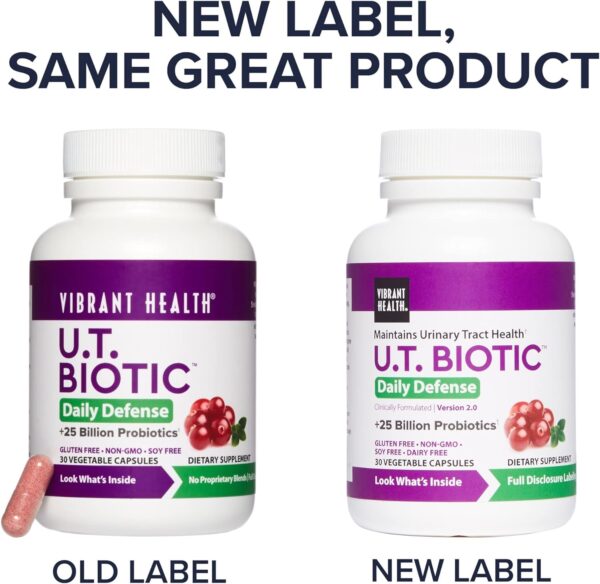 Vibrant Health, U.T. Biotic, Probiotic Support for Bladder and Urinary Health, 30 Capsules