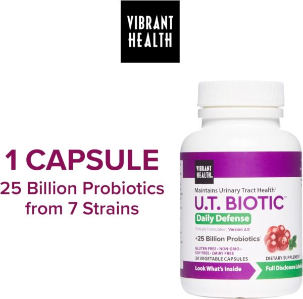 Vibrant Health, U.T. Biotic, Probiotic Support for Bladder and Urinary Health, 30 Capsules