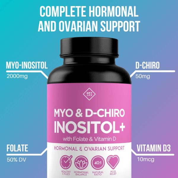 Premium Inositol Supplement Bundle – Myo-Inositol and D-Chiro Inositol Plus Folate and Vitamin D – Capsule & Powder – Hormone Balance & Healthy Ovarian Support for Women – Vitamin B8-60 Day Supply