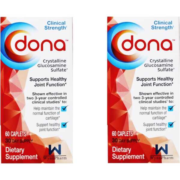 DONA Crystalline Glucosamine Sulfate 60 caplets (2 Pack)