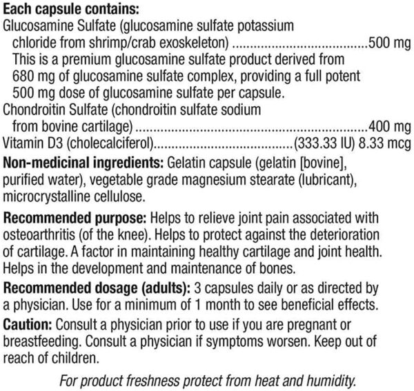 Webber Glucosamine Chondroitin 500 mg/400 mg with Vitamin D3 1000 IU, 300 easy swallow capsules